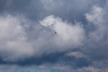 .Clouds in the firmament, evening sunset, clear Sunny day.