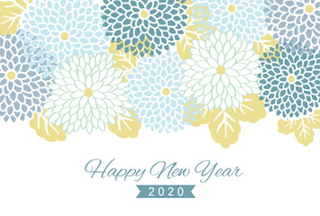 2020 New year card design template with geometric flower pattern
