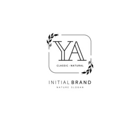 Y A YA Beauty vector initial logo, handwriting logo of initial signature, wedding, fashion, jewerly, boutique, floral and botanical with creative template for any company or business.