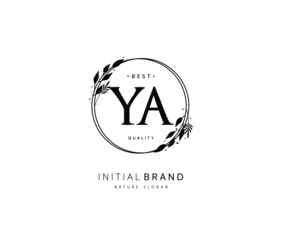Y A YA Beauty vector initial logo, handwriting logo of initial signature, wedding, fashion, jewerly, boutique, floral and botanical with creative template for any company or business.