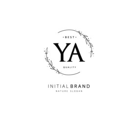Y A YA Beauty vector initial logo, handwriting logo of initial signature, wedding, fashion, jewerly, boutique, floral and botanical with creative template for any company or business.