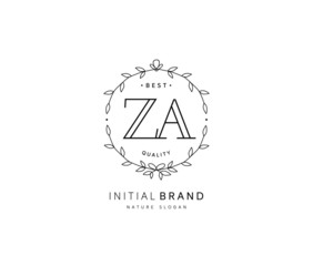 Z A ZA Beauty vector initial logo, handwriting logo of initial signature, wedding, fashion, jewerly, boutique, floral and botanical with creative template for any company or business.