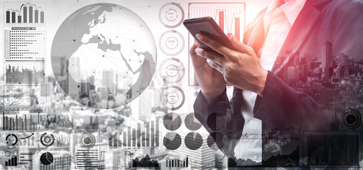 Data Analysis for Business and Finance Concept. Graphic interface showing future computer...