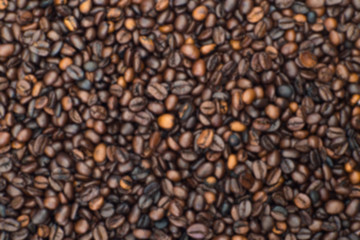 Roasted coffee beans ,blur background
