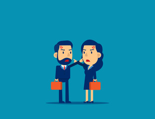 Colleagues controvert. Person fighting Concept, Flat kid cartoon style design.