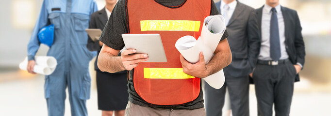 Industry worker or engineer working on industry project at work site. Engineering people solution...