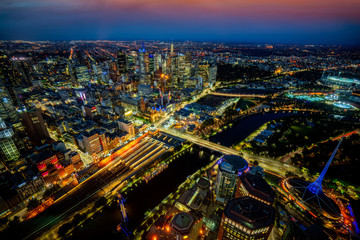 Fototapeta na wymiar Top view of Melbourne city