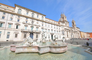 Fototapeta na wymiar Piazza Navona Moro fountain Rome Italy