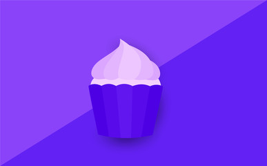 Flat illustration of muffin.Isolated on red background for web and mobile.