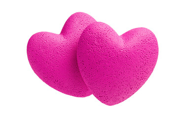 Lesbian love. Two pink hearts. Isolated on white background.