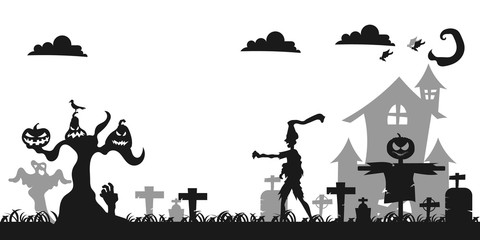 Fototapeta na wymiar tomb With zombies Vector illustration background