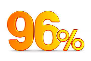 ninety six percent on white background. Isolated 3D illustration