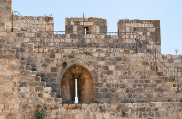 Part of the fortress wall near the Temple Mount near the Dung Gate in the Old City in Jerusalem,...
