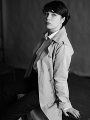 Woman portrait in minimalistic interior