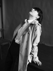 Woman portrait in minimalistic interior