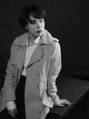 Woman portrait in minimalistic interior