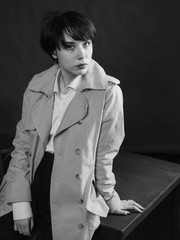 Woman portrait in minimalistic interior