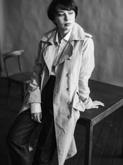 Woman portrait in minimalistic interior