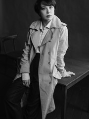 Woman portrait in minimalistic interior