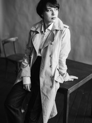 Woman portrait in minimalistic interior