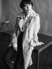 Woman portrait in minimalistic interior