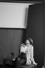 Woman portrait in minimalistic interior