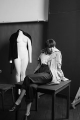 Woman portrait in minimalistic interior