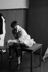 Woman portrait in minimalistic interior