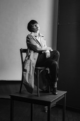 Woman portrait in minimalistic interior