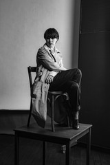 Woman portrait in minimalistic interior