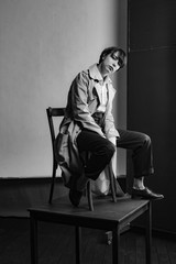 Woman portrait in minimalistic interior