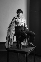 Woman portrait in minimalistic interior