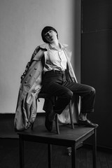 Woman portrait in minimalistic interior