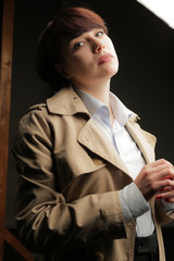 Woman portrait in minimalistic interior