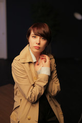 Woman portrait in minimalistic interior