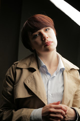 Woman portrait in minimalistic interior