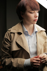 Woman portrait in minimalistic interior