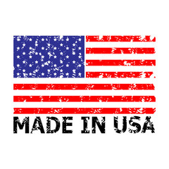 Made in USA stamp with colorful americans flag