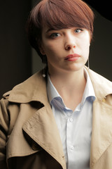 Woman portrait in minimalistic interior