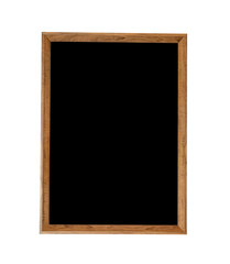 Black picture in wooden square frame isolated on white backgrouud.have space for put text and picture.