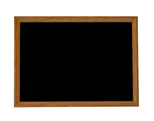Black picture in wooden square frame isolated on white backgrouud.have space for put text and picture.