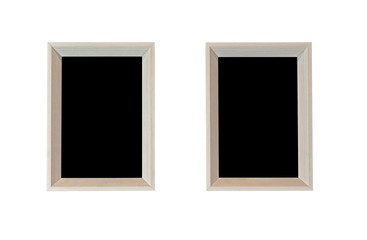 Black picture two piece in wooden square frame isolated on white background. have space for put text and picture.