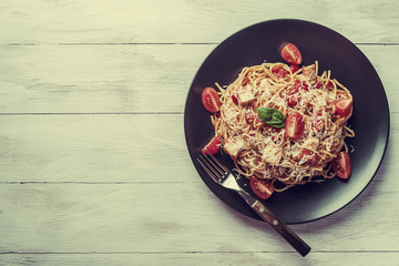 Italian spaghetti pasta with sauce