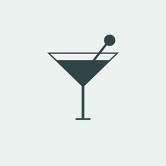 cocktail vector icon solid grey
