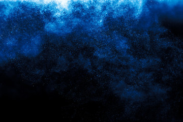 Abstract Blue bokeh defocus glitter blur background.