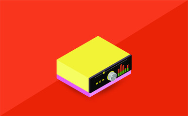 Fototapeta premium etro audio radio receiver. Broadcast frequency, FM Mass media. Creative idea illustration. 3d vector isometric icon.