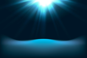 illustration of mystery underwater of sea or ocean with sunlight rays for background with copyspace