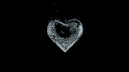 Heart shape made out of water. 3D rendering.