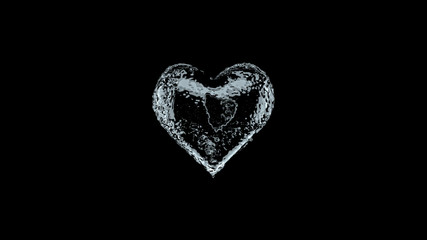Heart shape made out of water. 3D rendering.