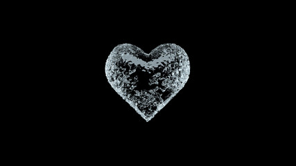 Heart shape made out of water. 3D rendering.